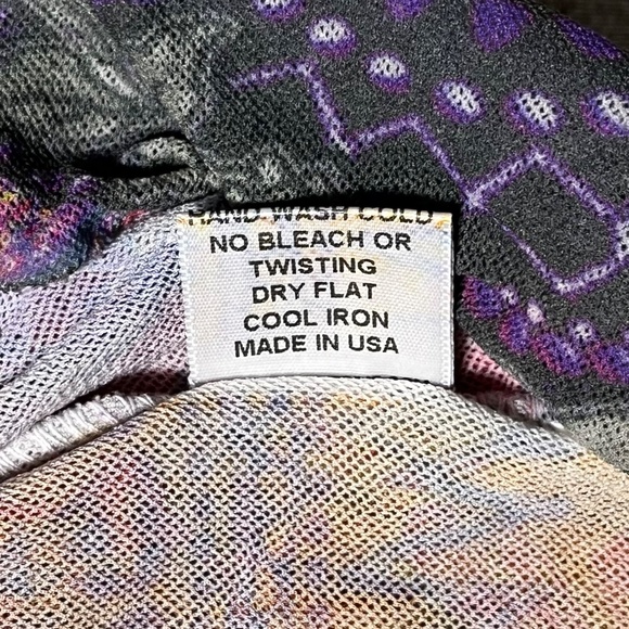 Viviana G Tee's Vibrant Psychedelic Print Mesh Top Stretchy Long Sleeve sz Large - Picture 9 of 10